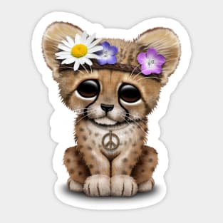 Cute Cheetah Cub Hippie Sticker